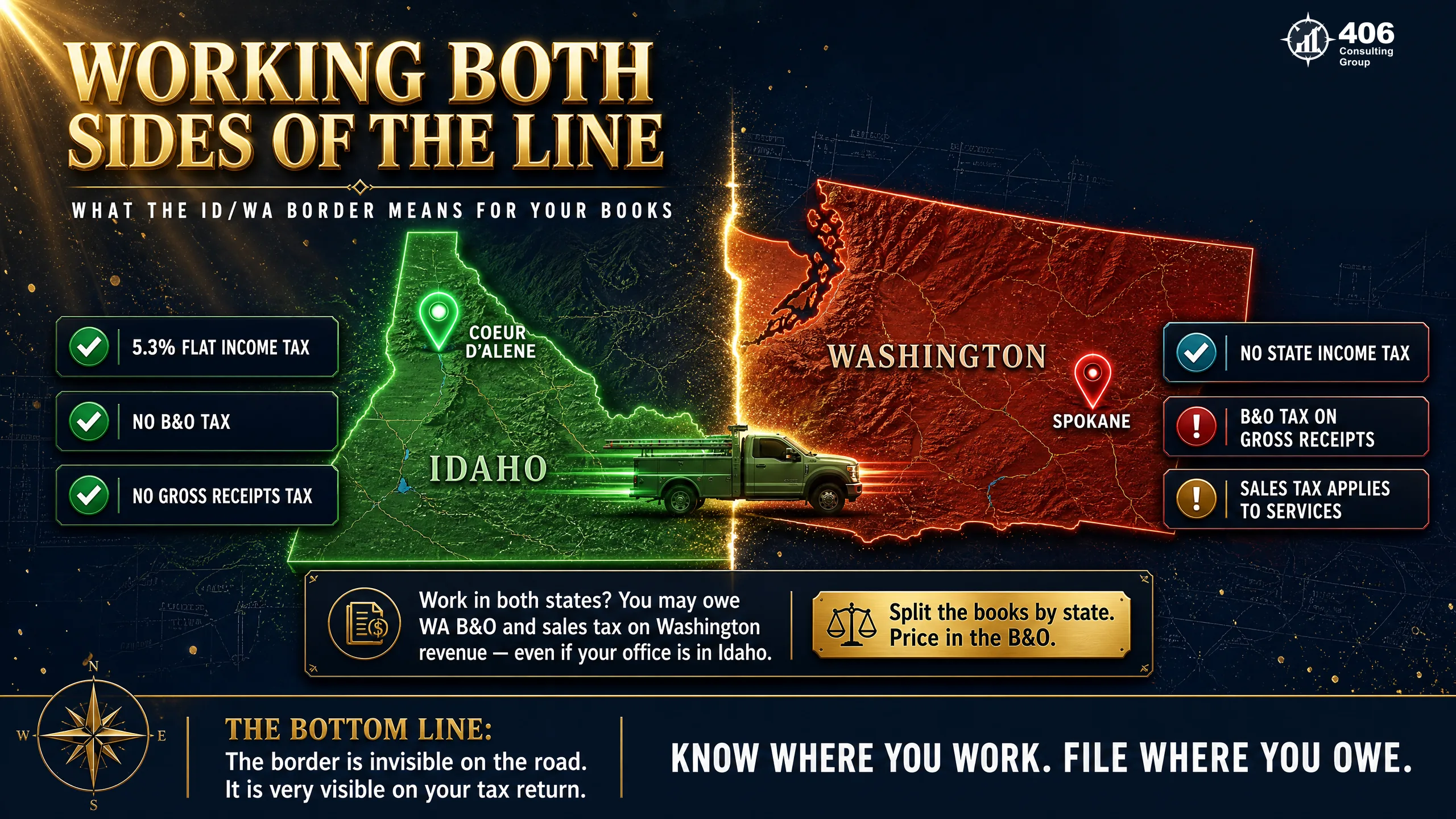 Cross-border Idaho and Washington accounting for a Coeur d'Alene business