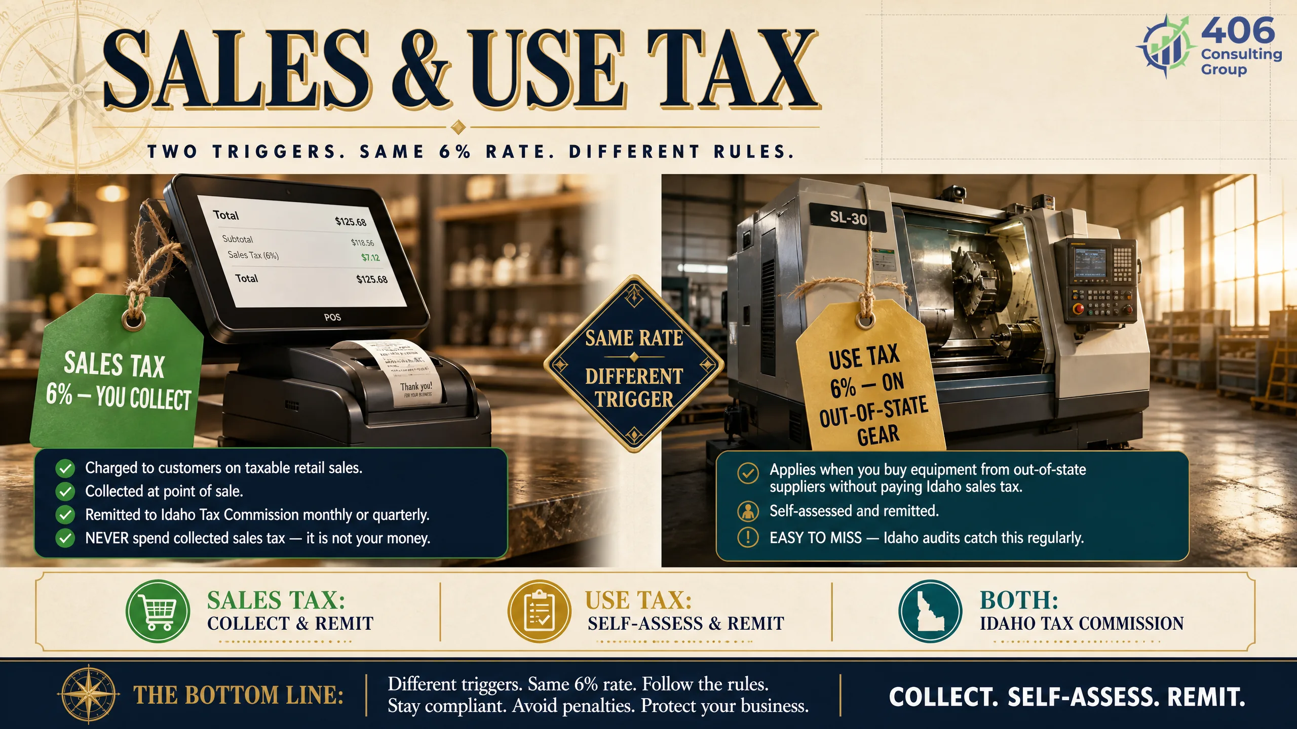 Idaho 6% sales tax and use tax on equipment for a Nampa maker
