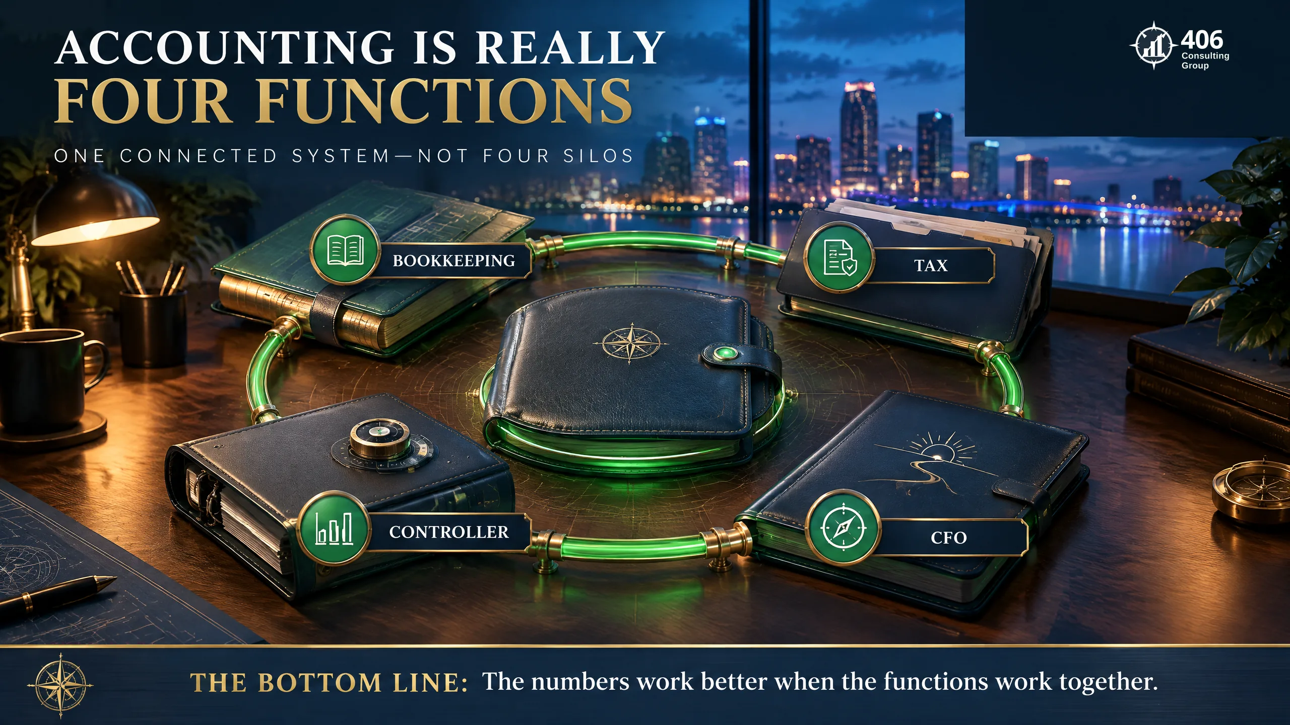 The four accounting functions — bookkeeping, tax, controller, CFO and advisory