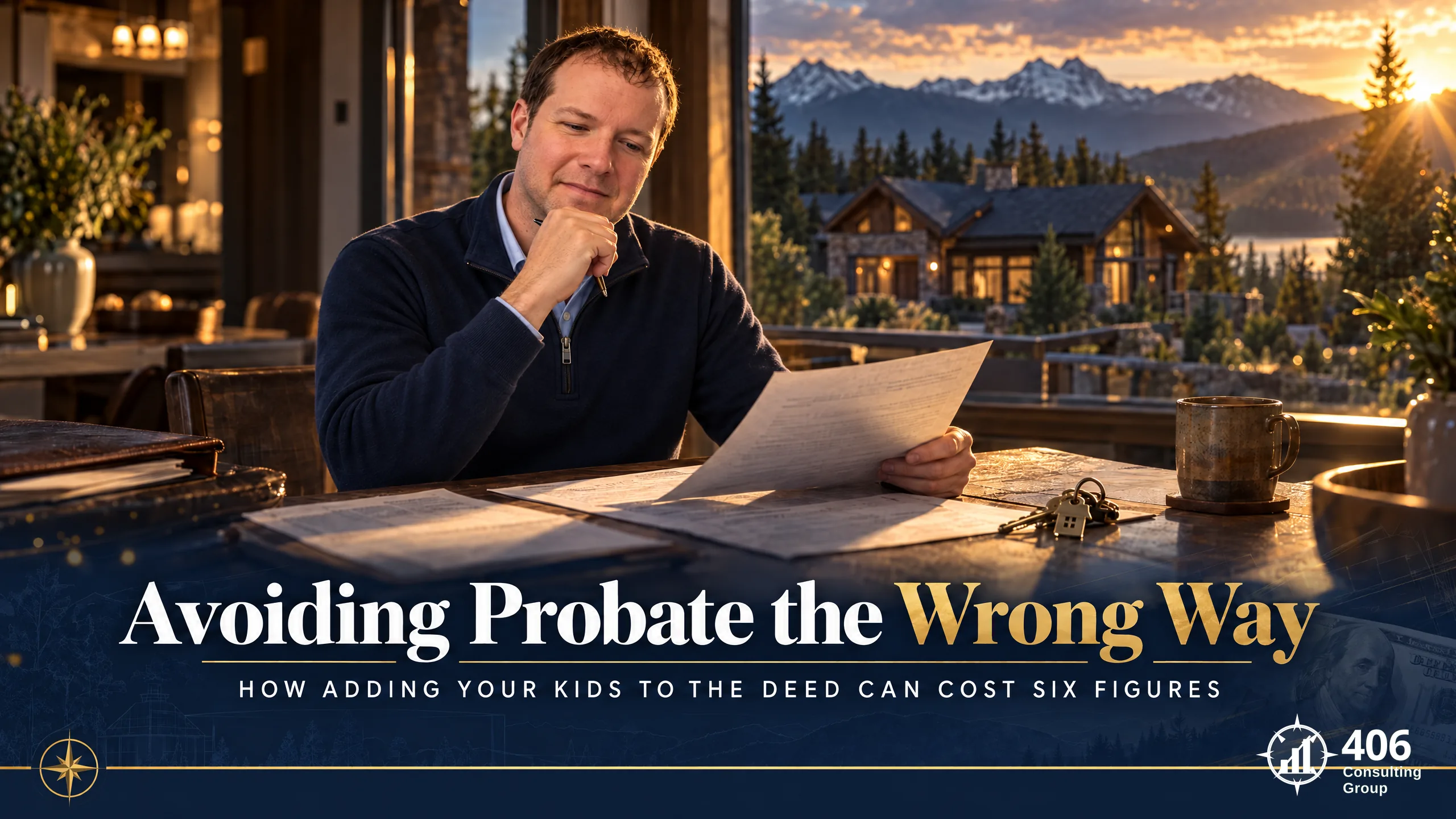 Adding your children to your house deed to avoid probate can create a six-figure capital gains tax problem — a Montana family home and estate-planning papers