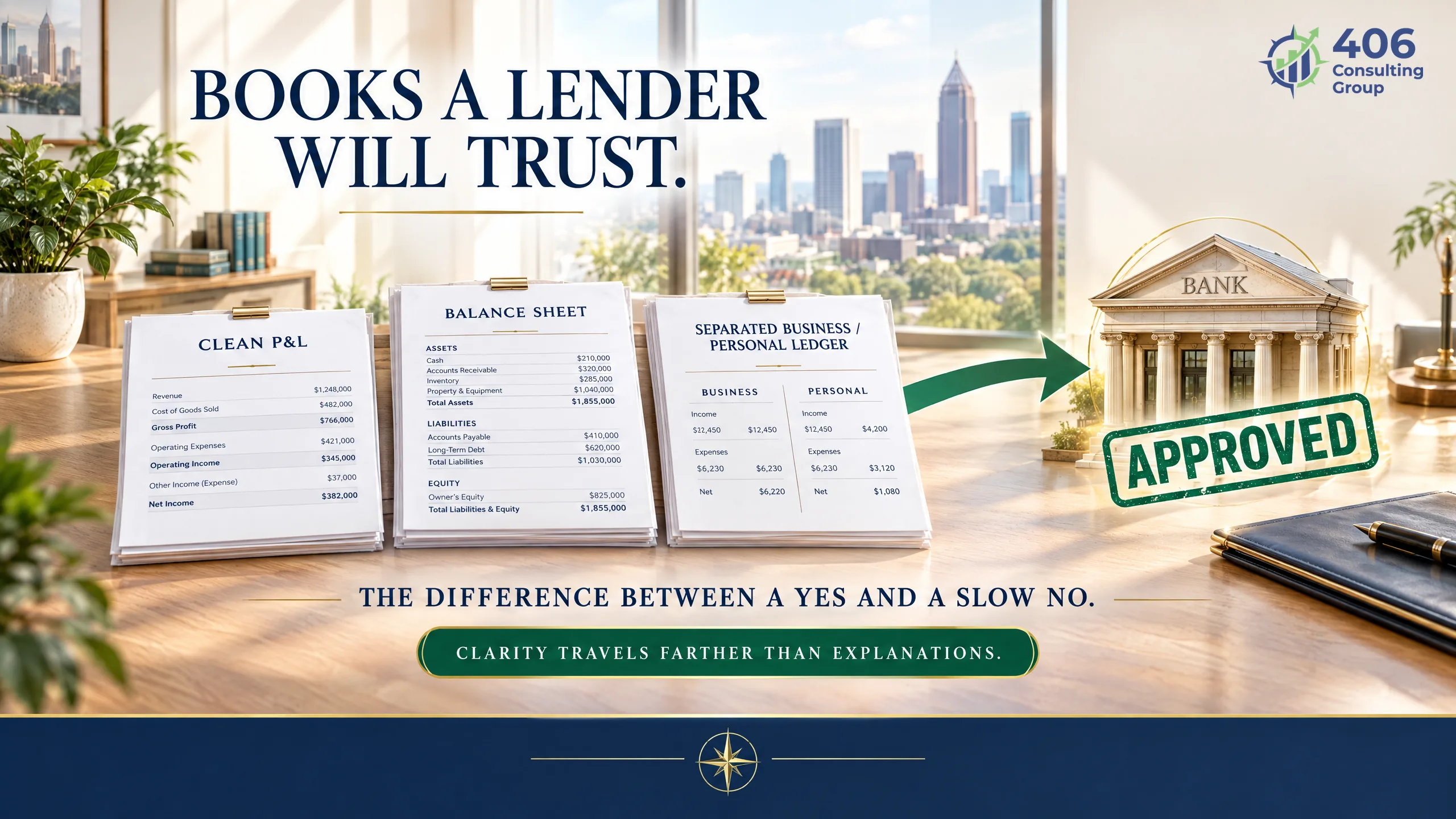 Lender-ready books for an Atlanta business — clean separation, readable P&L, supportive balance sheet