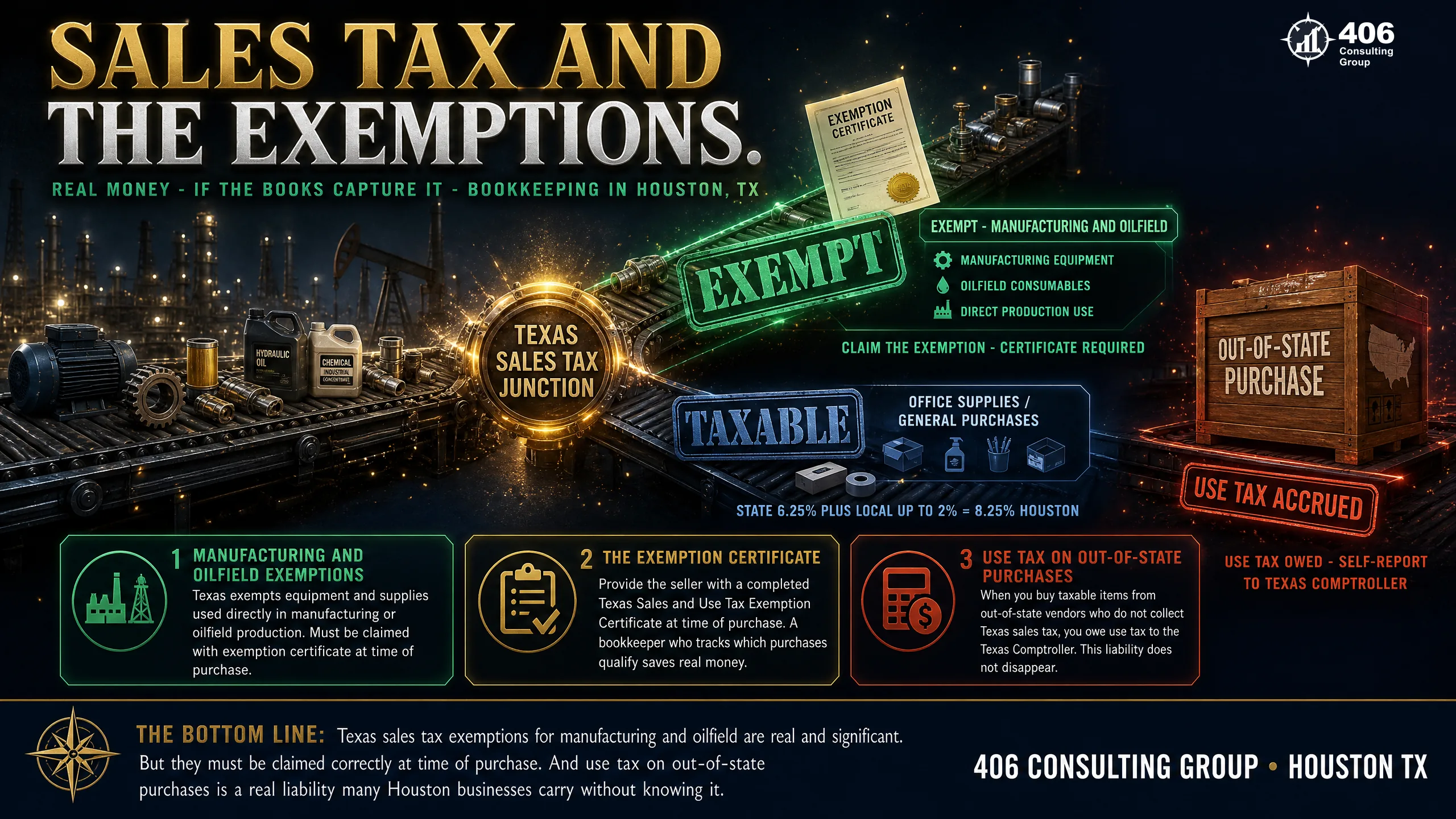 Texas sales and use tax with manufacturing and oilfield exemptions