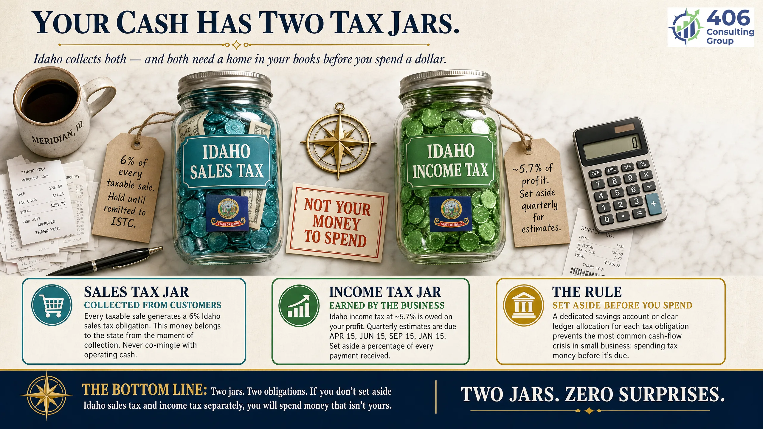 Setting aside cash for both Idaho sales tax and income tax