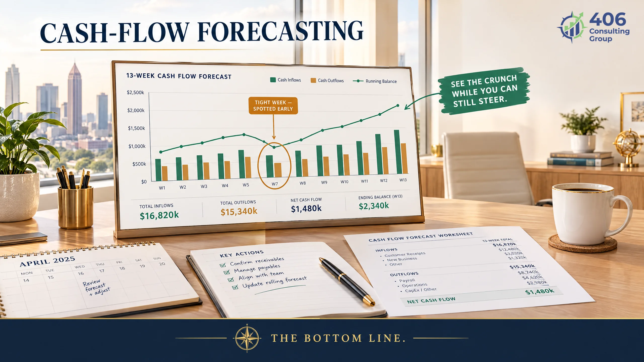 Cash-flow forecasting for an Atlanta business — a rolling forward view that funds growth