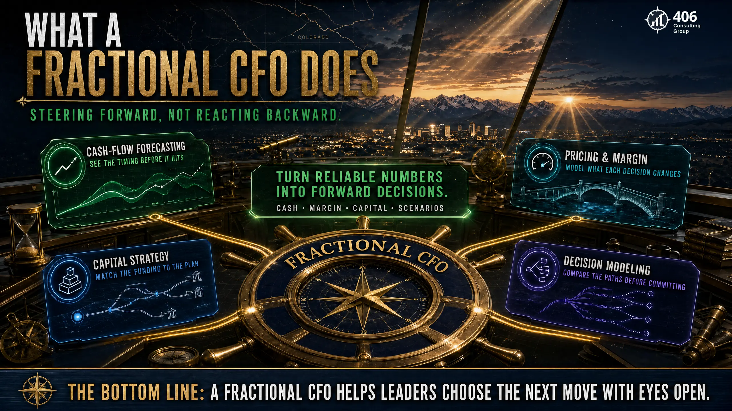 What a fractional CFO does — forecasting, pricing and margin, capital strategy, decision modeling
