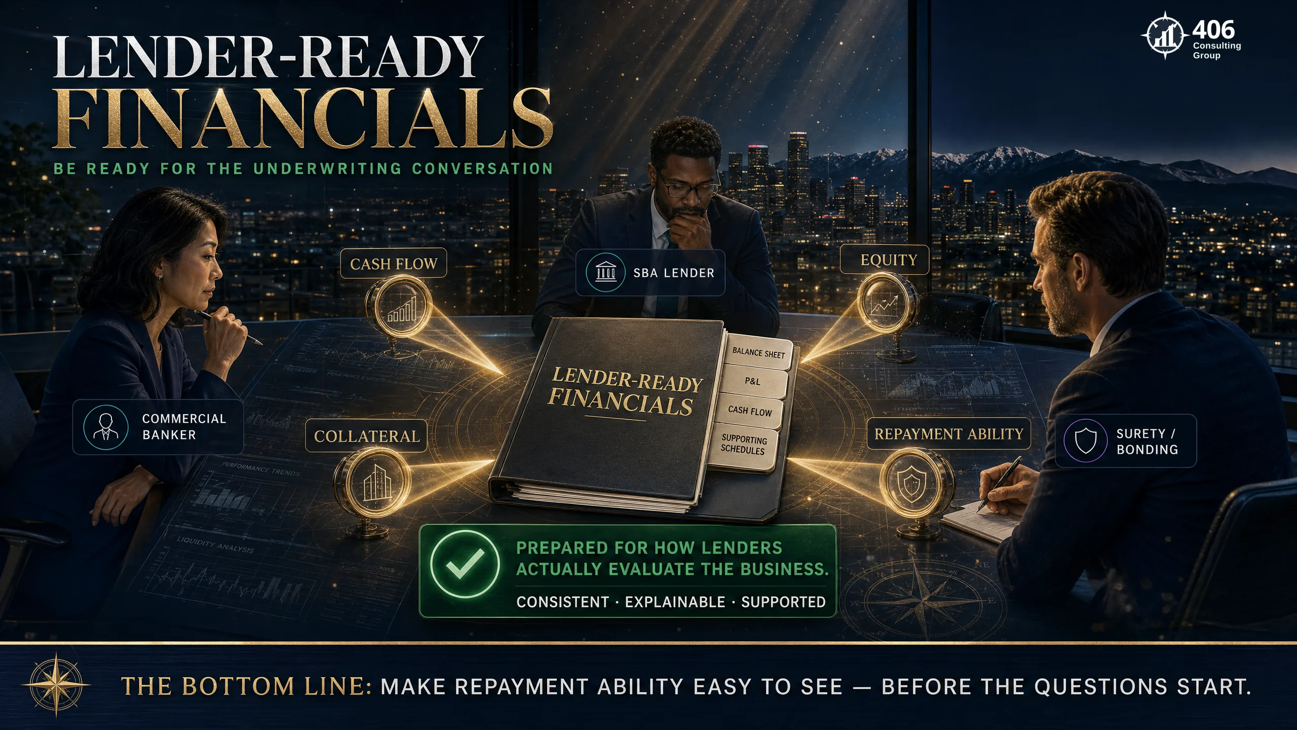 Lender-ready financials for a Denver business — prepared the way banks, SBA lenders, and bonding companies read them