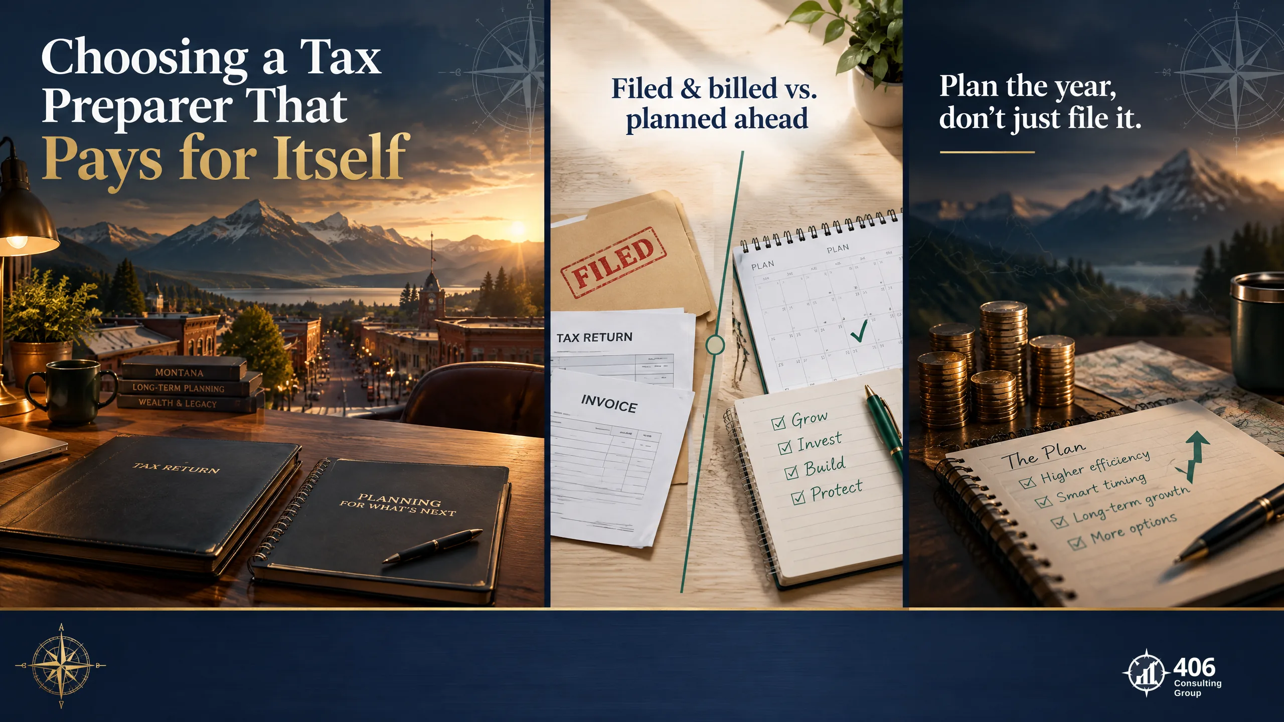 Tax preparer in the Flathead Valley, Montana — Kalispell, Whitefish, Columbia Falls & Bigfork — proactive planning that pays for itself
