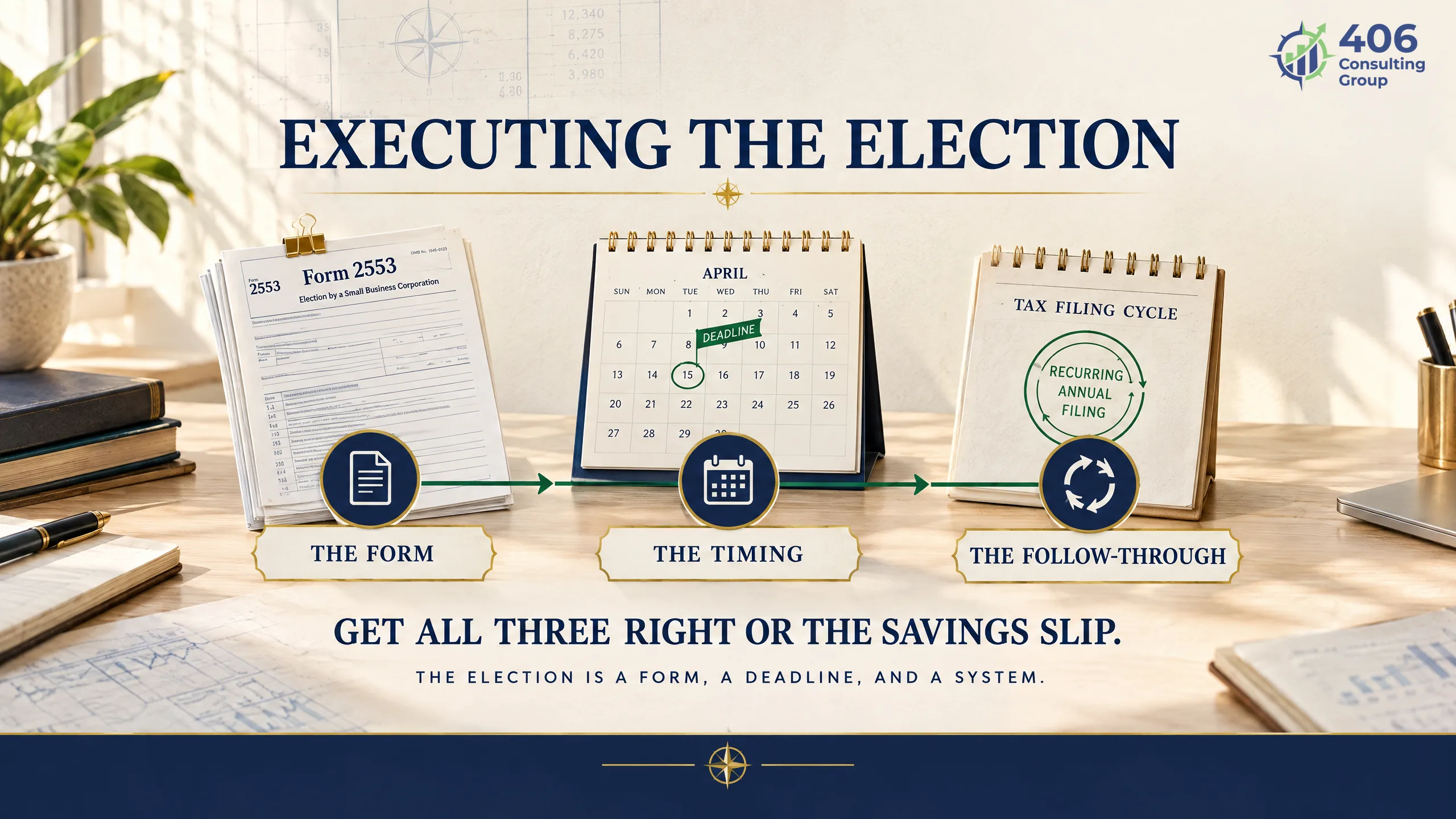 The three parts of executing an S-corp election — the form, the timing, and the follow-through