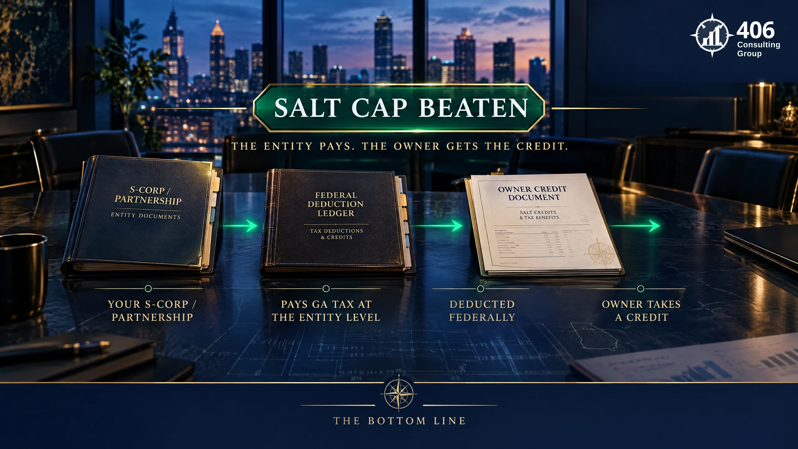 The Georgia PTE election — the entity pays state tax so it's deductible federally, beating the SALT cap