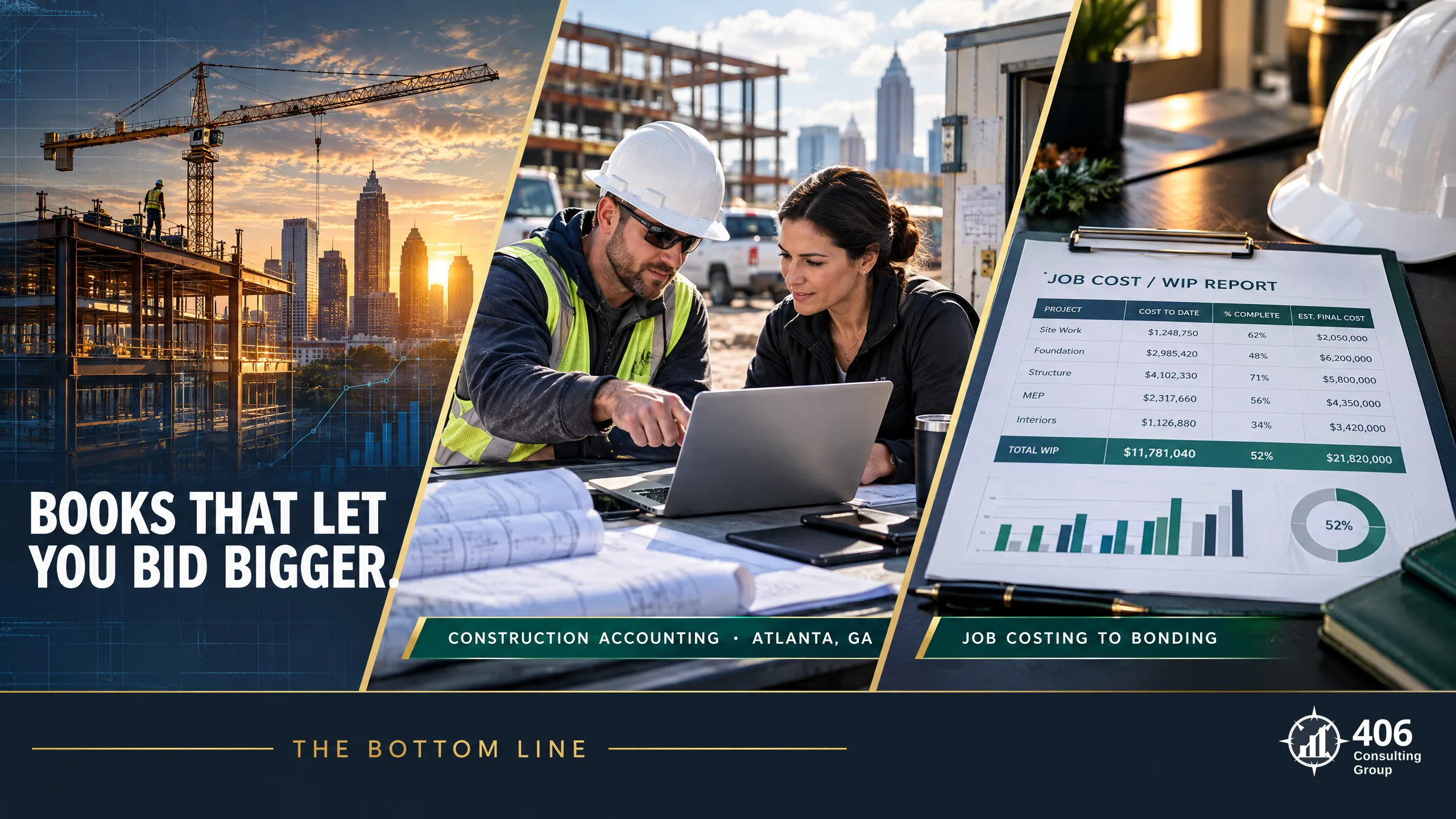 Construction and trades accounting for Atlanta, GA contractors — job costing, WIP, licensing, and bonding