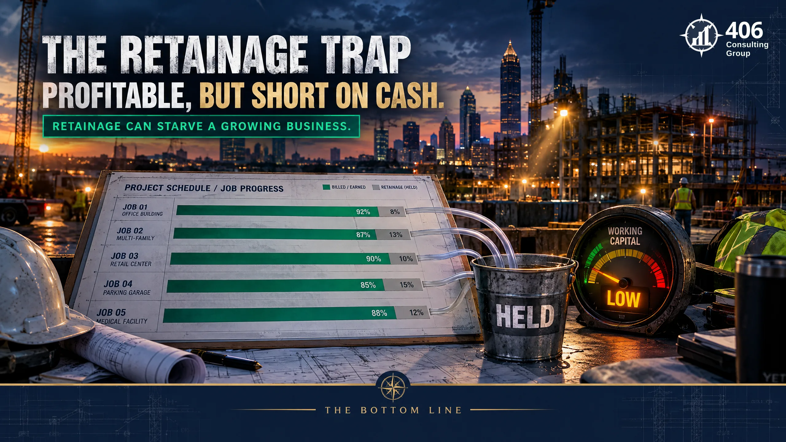 Retainage cash-flow trap for Atlanta contractors — held-back payments across active jobs