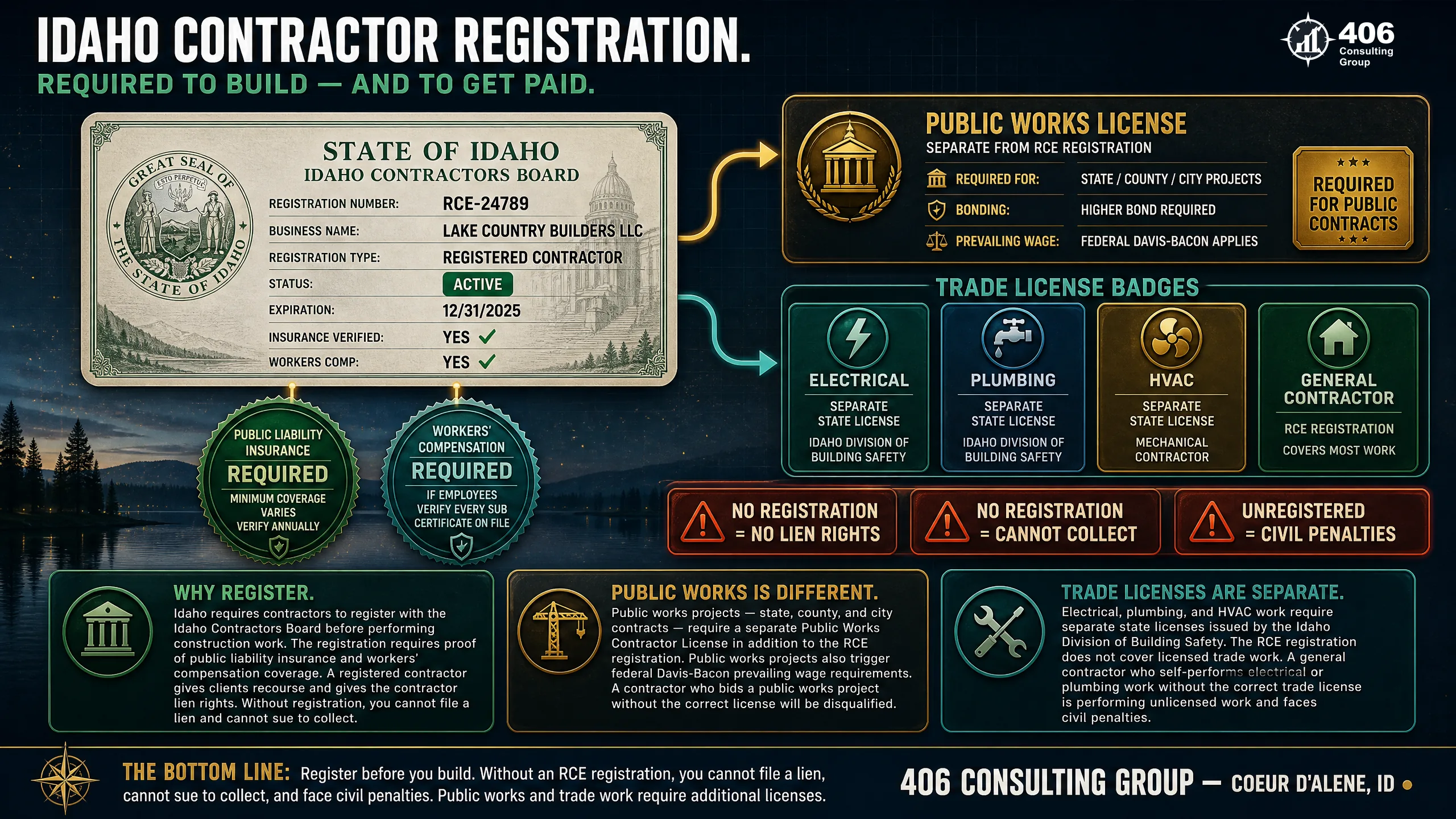 Idaho contractor registration and public works licensing