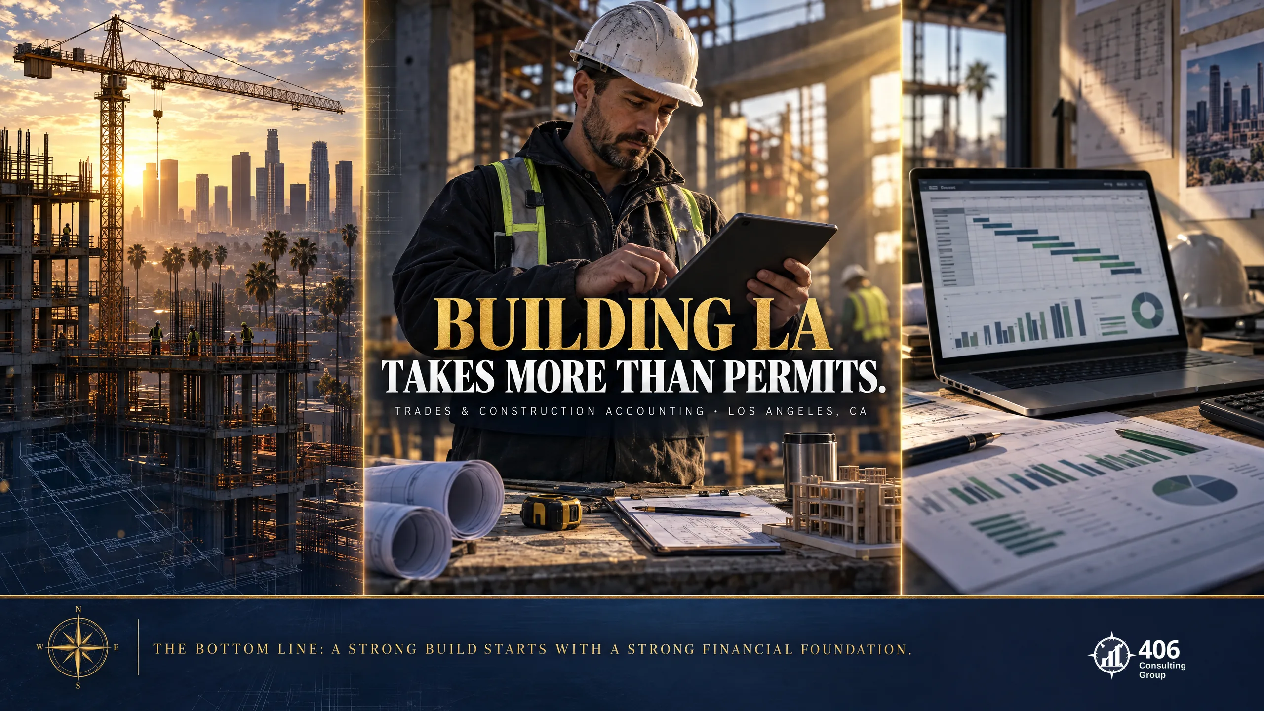 Construction accounting for Los Angeles contractors — CSLB licensing, job costing, WIP, and certified payroll, delivered remotely
