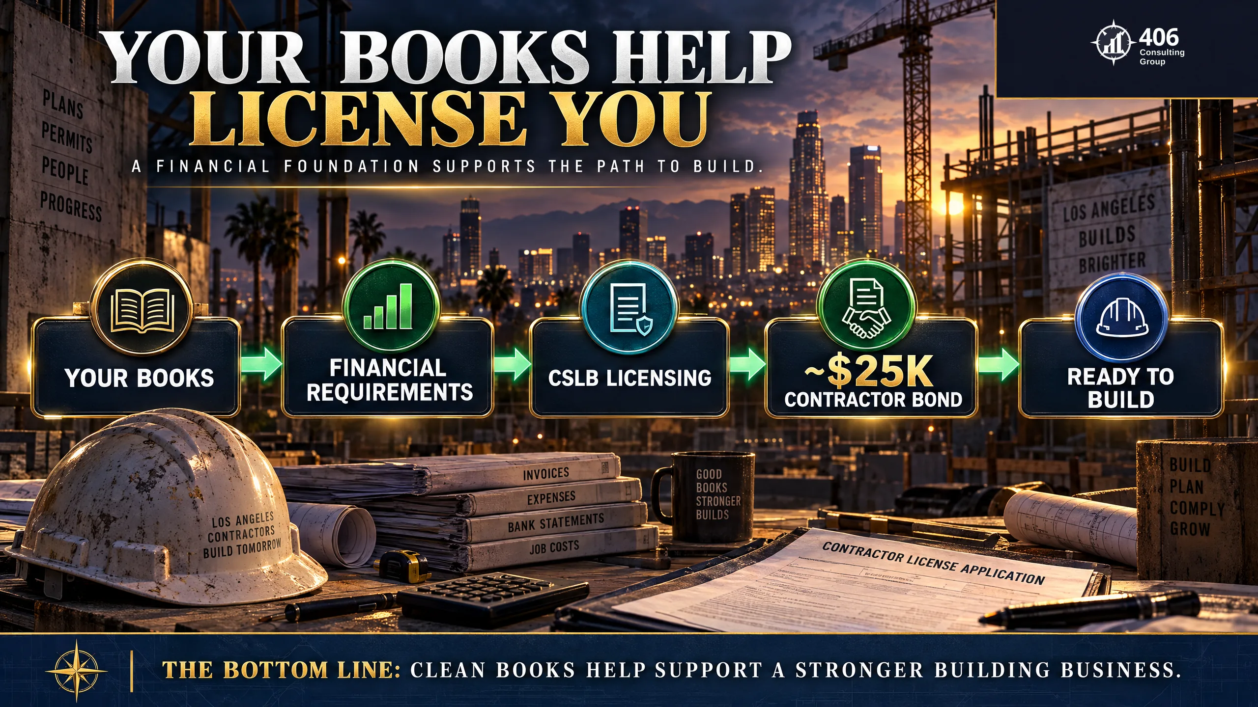 CSLB licensing for an LA contractor — contractor bond, qualifying individual, and financial solvency requirements