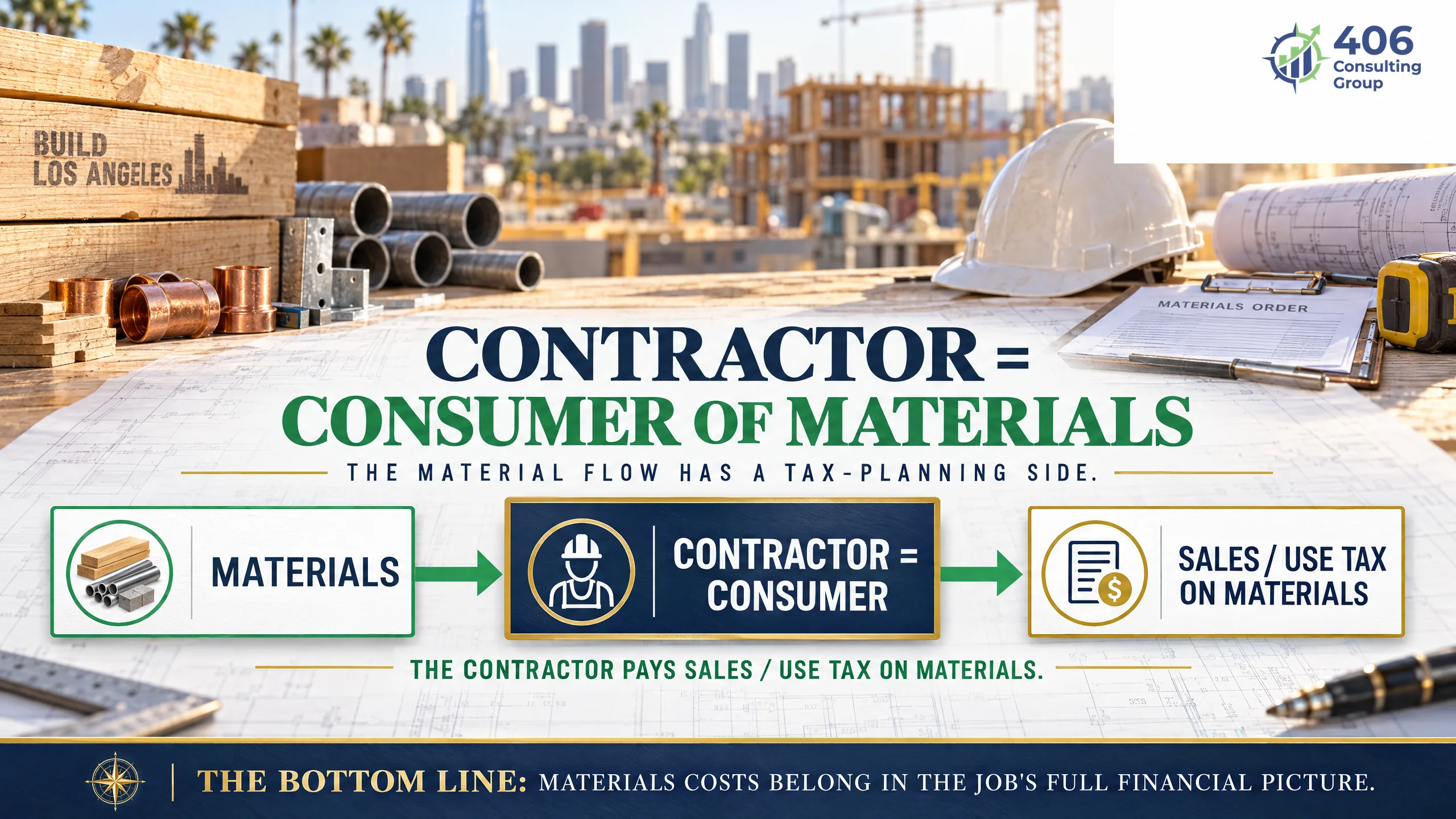 California contractor as consumer of materials — sales tax paid at purchase and use tax on out-of-state material buys